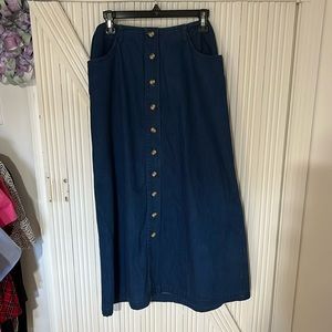 Vintage Talbots maxi button down denim skirt size 12 petite
